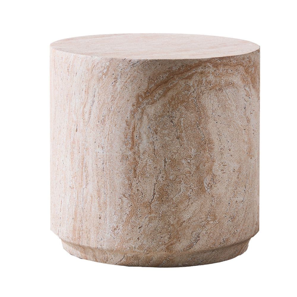 "14"" Round Cylinder Outdoor Side Table, Faux Marble Water Transfer Finish with Leveling Glides, Patio Accent Table" price history on PriceWatchPro