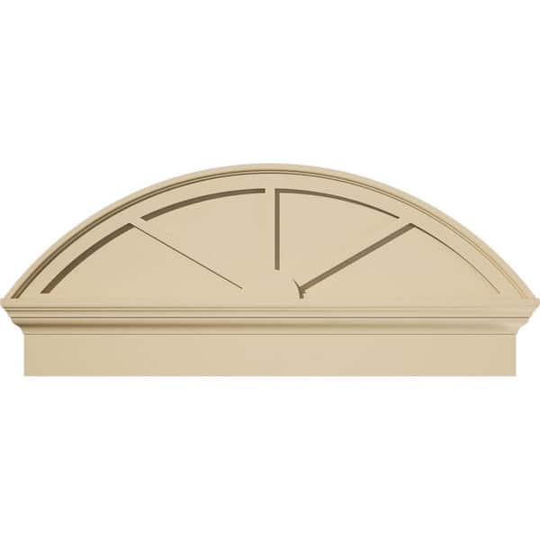 Ekena Millwork 38 in. W x 16-3/8 in. H x 2-3/4 in. P Segment Arch 3 Spoke Signature Urethane Combination Pediment, Primed Tan