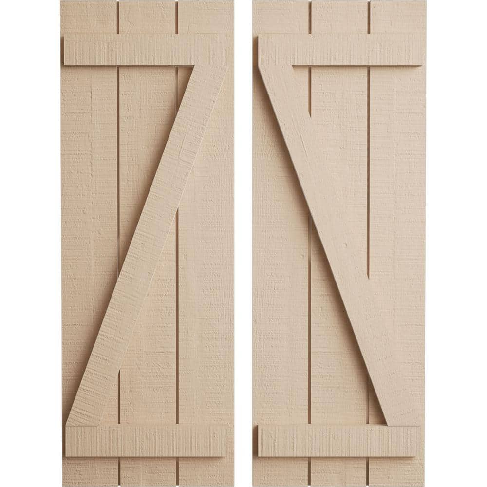 16.5 in. x 42 in. Timberthane Polyurethane 3-Board Joined Board-n-Batten Rough Cedar Faux Wood Shutters w/Z-Board Pair price history on PriceWatchPro