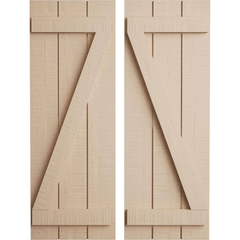 Rustic Tan Faux Wood Board-n-Batten Shutters, 90'' Height