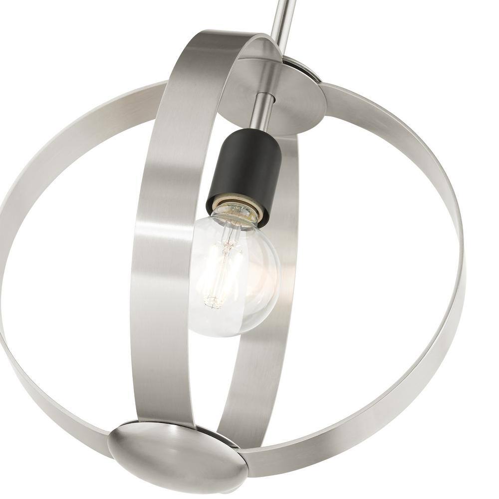 Modesto Mid-Century Modern Brushed Nickel Steel Pendant Light