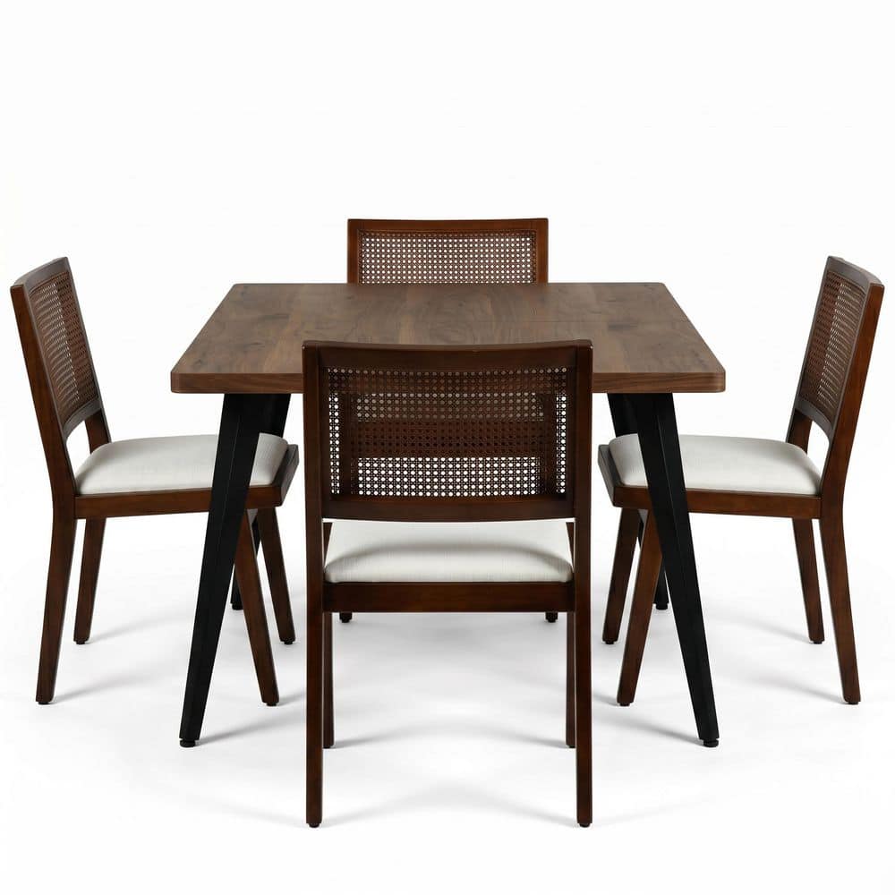 5-Piece Rectangular Natural Solid Wood Top Dining Room Set Seats 4 price history on PriceWatchPro