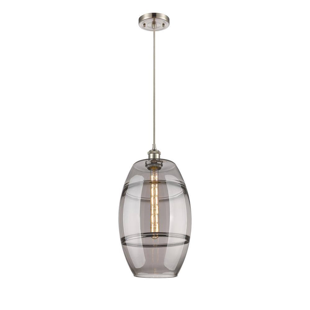 Vaz 100-Watt 1-Light Brushed Satin Nickel Standard Mini Pendant Light with Painted Glass Shade, No Bulbs Included price history on PriceWatchPro