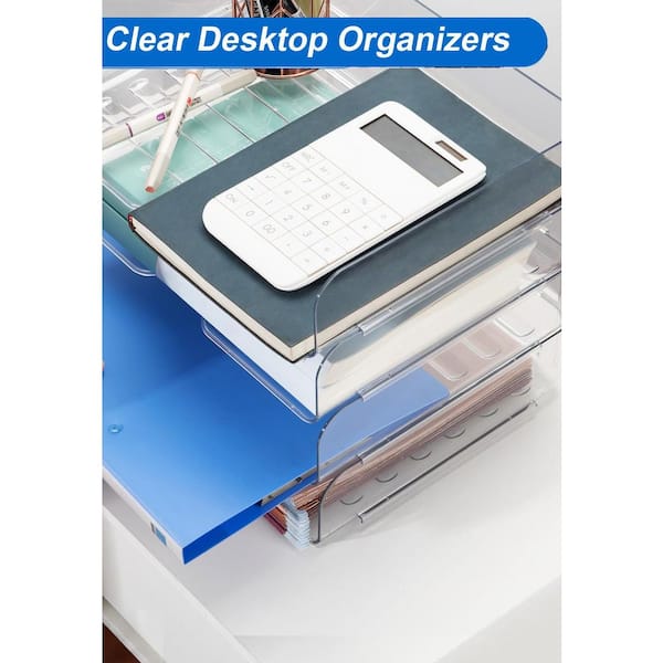 A4 Office Organization And Storage, Clear PET Letter Tray Desk Organizer, Stackable Paper Tray - View #10