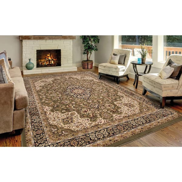 2.5'x4' Green Handknotted Silk Carpet Home Decor Indoor Area