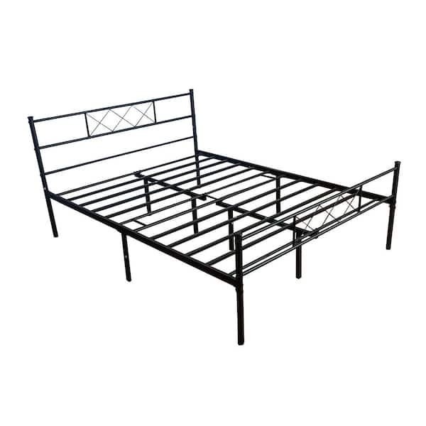 Bedroom Premium Metal Bed Frame Platform Spring Replacement with Headboard 2Size 