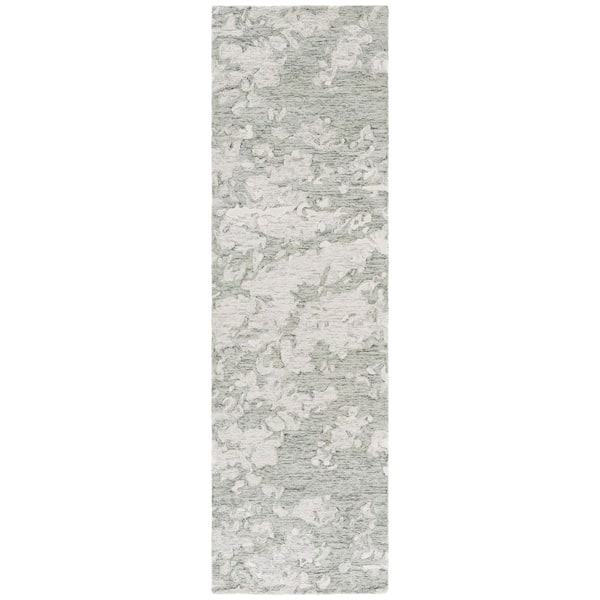 SAFAVIEH Pine 2 ft. x 8 ft. Sage Green/Ivory Abstract Camo Runner Rug