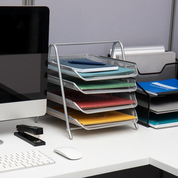Mind Reader File Storage Drawers Multi Purpose Desk Organizer 21 14 H x 14  W x 10 34 D Silver - Office Depot
