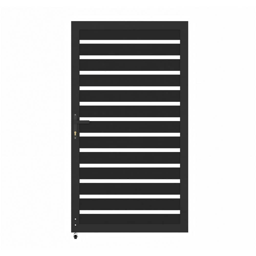 4 ft. W x 6 ft. H Sooty Black Aluminum Alloy Semi-Enclosed Slat Gate For Ventilation with Lock and Anti-Sag Wheel price history on PriceWatchPro
