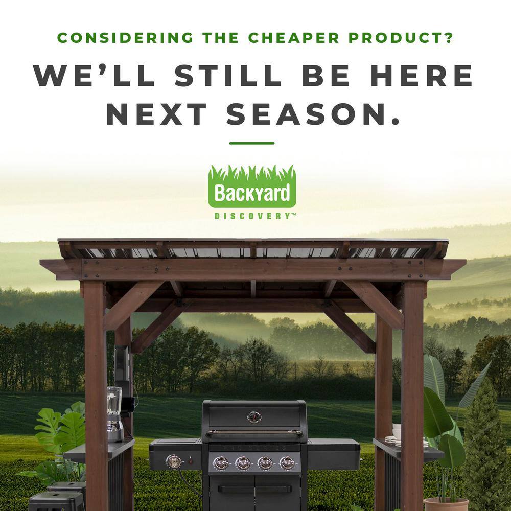 Saxony Cedar Wood Grill Gazebo with Steel Roof