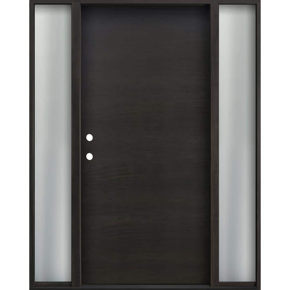 EuroTech 65 in. x 80 in. Flush Right-Hand/Inswing EspressoEuroTech Wood  Prehung Front Door with Sidelites HD-A0 PS RH ES-01 2SL - The Home Depot