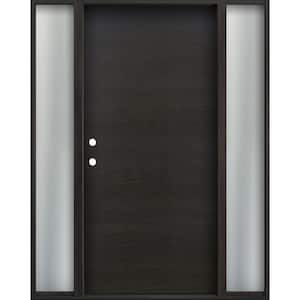 65 in. x 80 in. Flush Right-Hand/Inswing EspressoEuroTech Wood Prehung Front Door with Sidelites