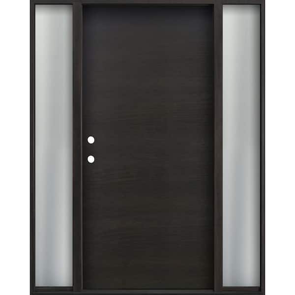 EuroTech 65 in. x 80 in. Flush Right-Hand/Inswing EspressoEuroTech Wood Prehung Front Door with Sidelites
