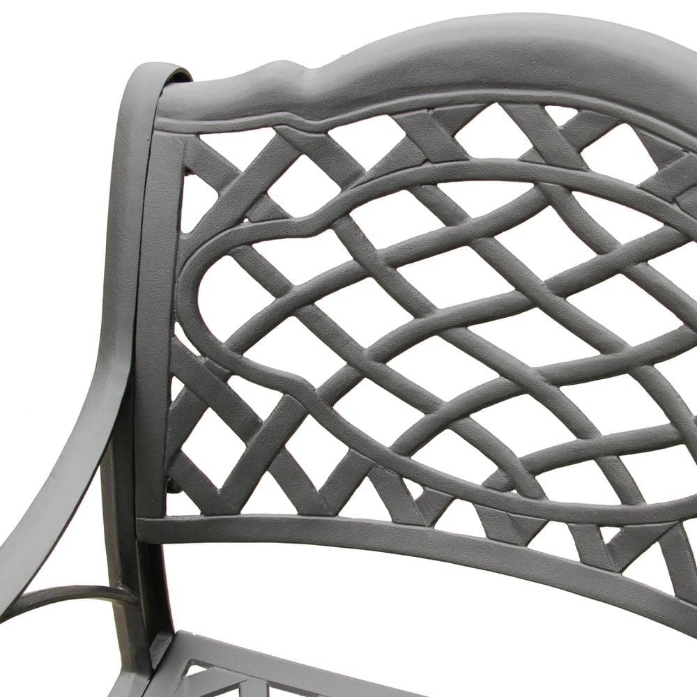 Ornate Black Cast Aluminum Outdoor Dining Chair