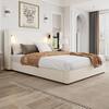CHRISTOPHER KNIGHT HOME Arbor Queen Size Upholstered Platform Bed with Wingback Headboard, Reading Lamp, USB Port, Beige 120894