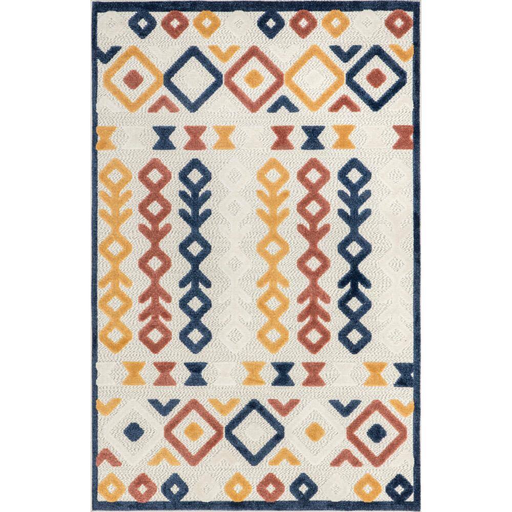 nuLOOM Corra Blue 8 ft. x 10 ft. Geometric Indoor/Outdoor Area Rug