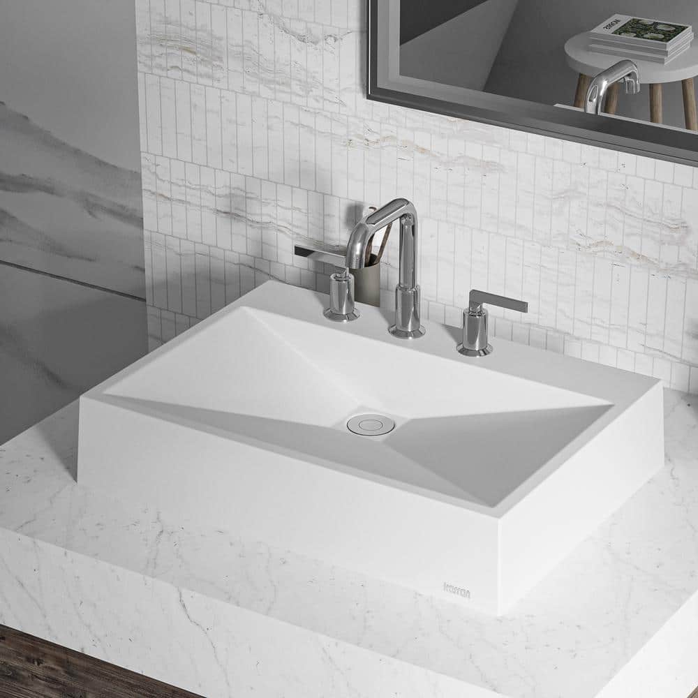 White Quartz 24.25" Rectangular Vessel Sink