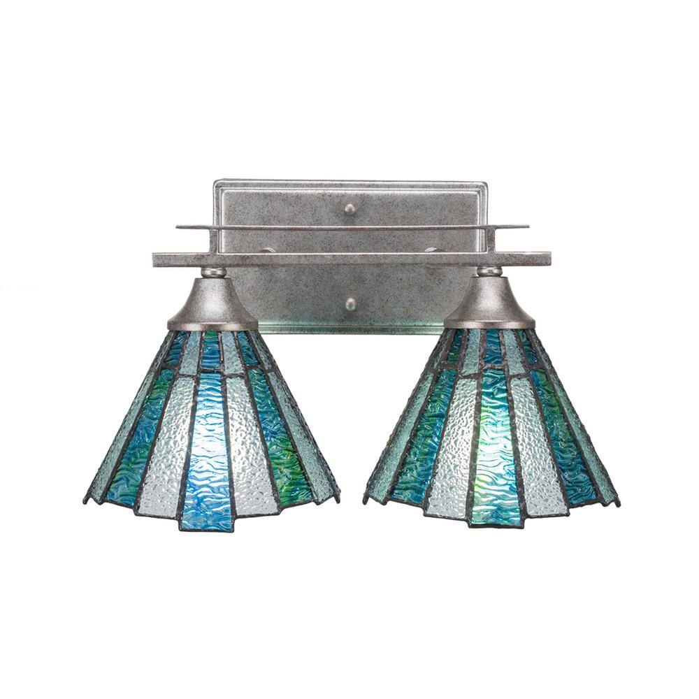 Ontario 14.5 in. 2-Light Aged Silver Vanity Light