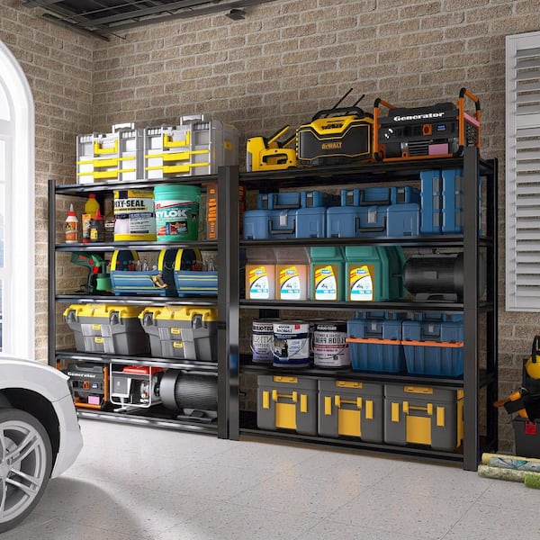 5-Tiers Steel Heavy Duty Adjustable Garage Storage Shelving Unit in Black (47 in. W x 84 in. H x 24 in. D)