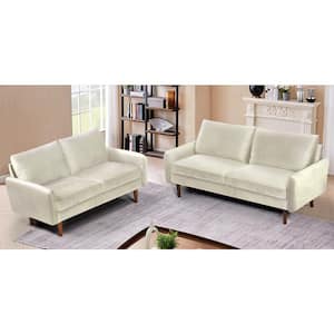 Blacke 2-Piece Ivory Velvet Living Room Set