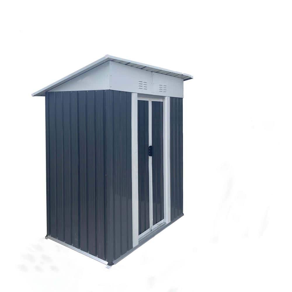 5 ft. W x 3 ft. D Outdoor Metal Shed with Double Door (15 sq. ft.), Pent Ro
