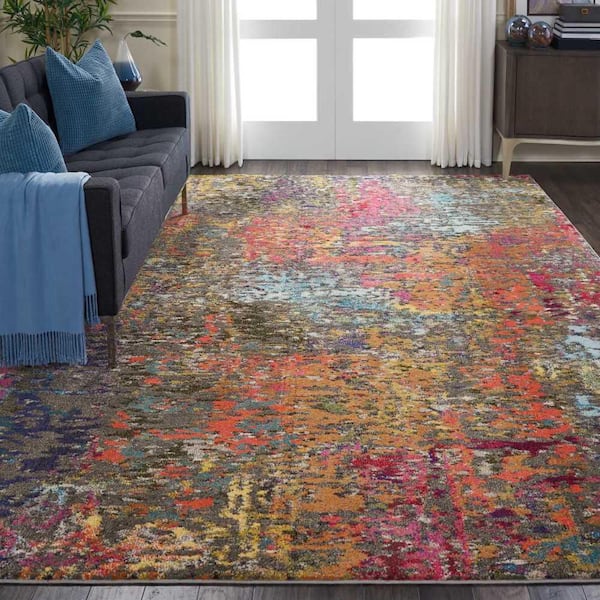 Celestial Sunset Multicolor 8 ft. x 11 ft. Abstract Bohemian Area Rug