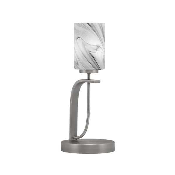 Unbranded Olympia 16.75 in. Graphite Piano Desk Lamp with Onyx Swirl Glass Shade