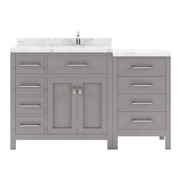 Virtu USA Caroline Parkway 57 in. W x 22 in. D x 35 in. H Single Sink Bath Vanity in Gray with Quartz Top