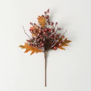 18" Artificial Fall Berry Leaf Pick, Multicolor