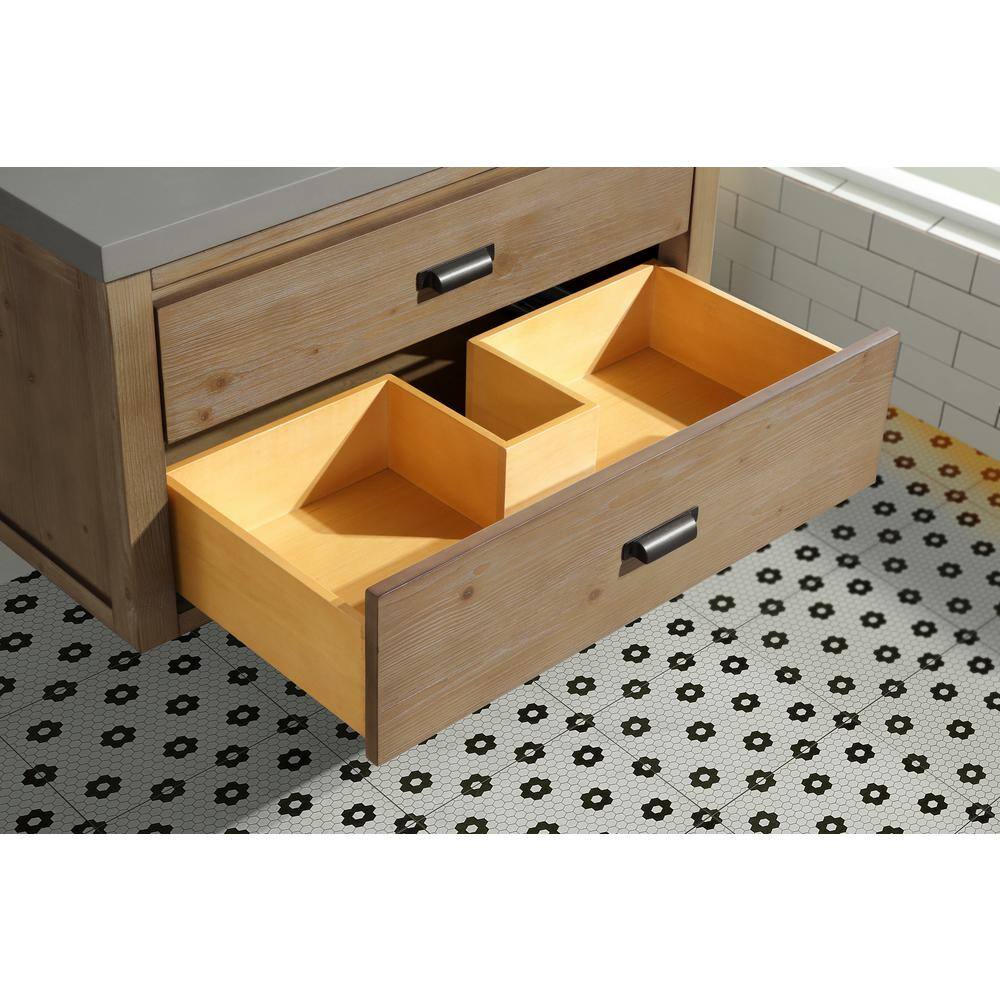 Kane 36" Weathered Fir Floating Bathroom Vanity with Cement Countertop