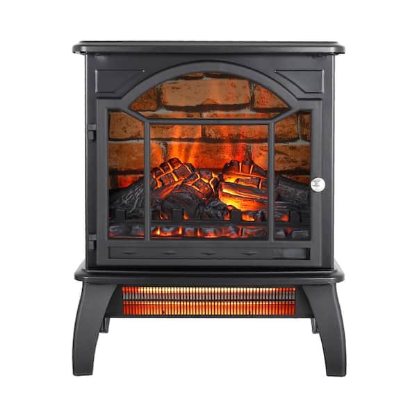 18 in. 400 sq. ft. 3D Flame Electric Stove in Black with Remote Control