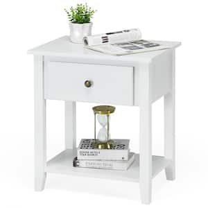 1-Drawer White Nightstand 24 in. x 22 in. x 15 in.