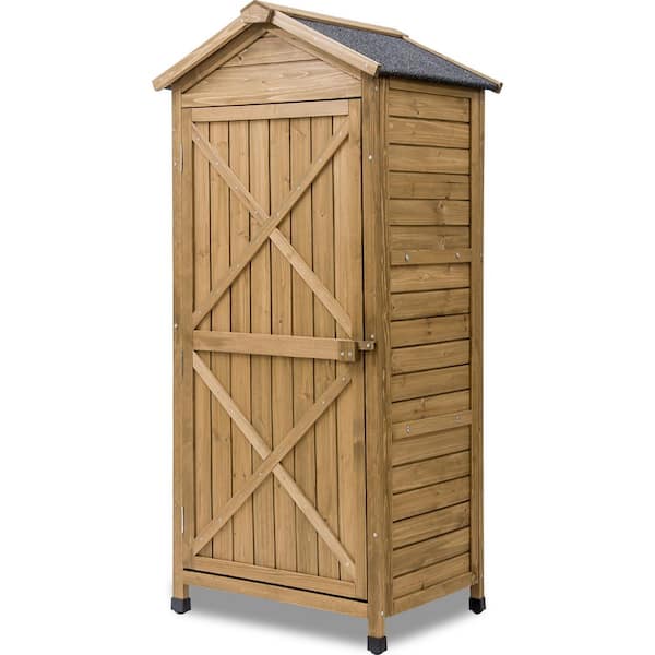 Unbranded 25.2 in. W x 18 in. D x 61.6 in. H Outdoor Storage Cabinet Lockers with Workstation in Natural