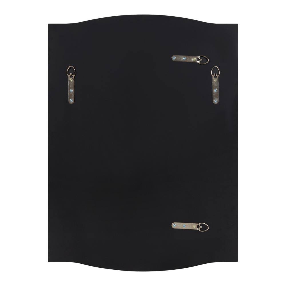 Black Curved Rectangular Wood Vanity Mirror
