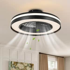 20 in. Integrated LED Indoor Black Caged Ceiling Fan with Light and Remote Control Included