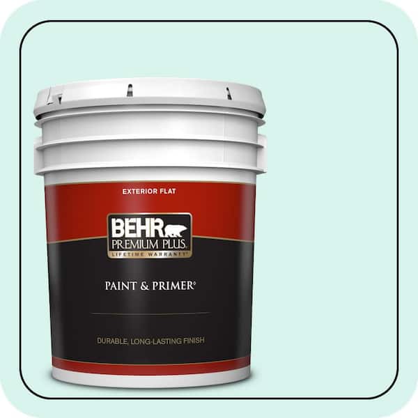 BEHR PREMIUM PLUS 5 gal. #480A-1 Minted Ice Flat Exterior Paint & Primer