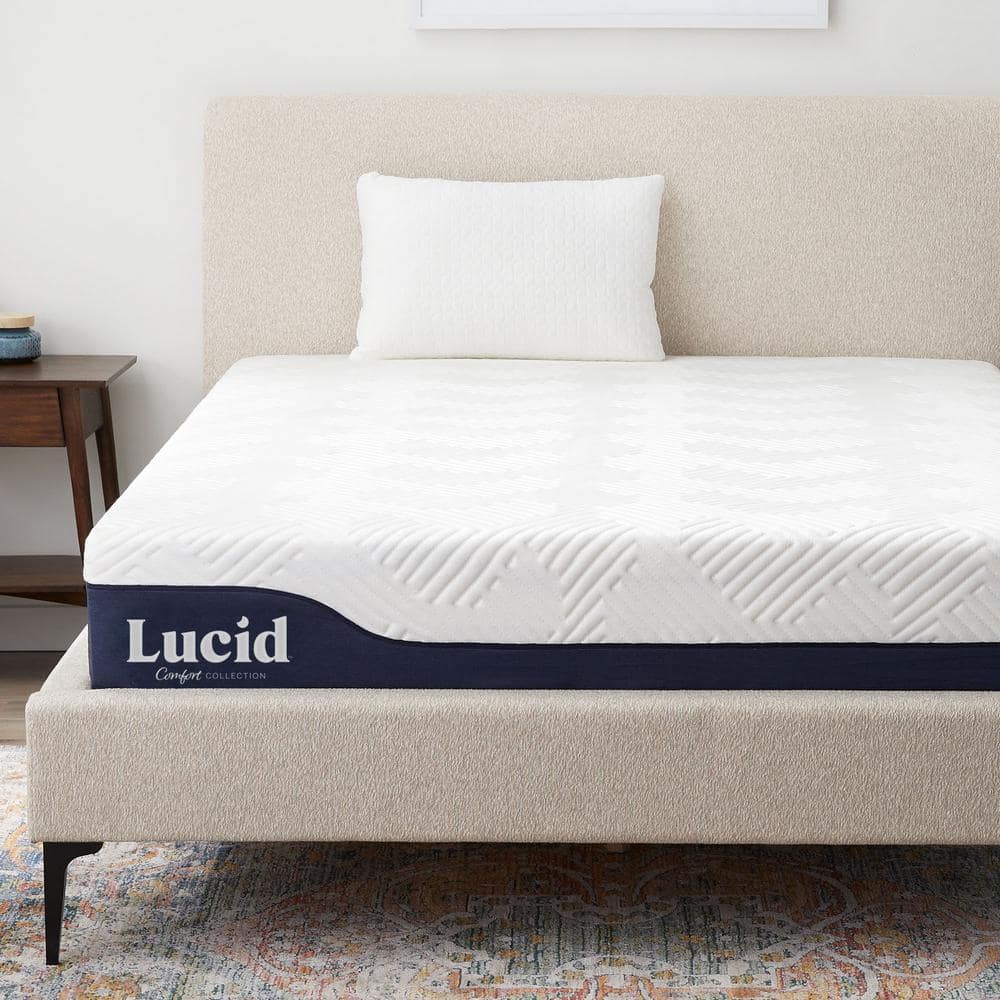 Lucid Comfort Collection 10 in. Cal King Gel and Aloe Vera Hybrid Memory Foam Mattress, White -  LUCC10CK38GH