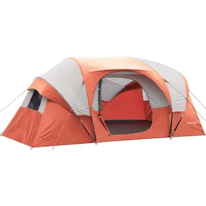 14 ft. x 11 ft. x 74 in. Portable 10-Person Red Fabric Camping Tent Outdoor for Hiking