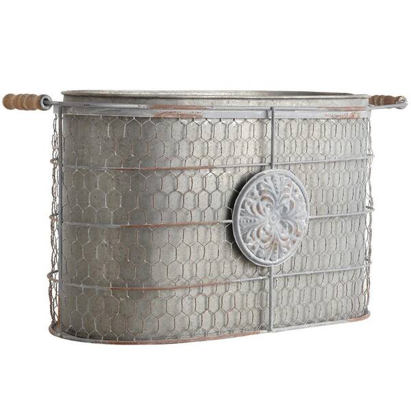 Unbranded 10 in. H Medallion Grey with Rust Bin