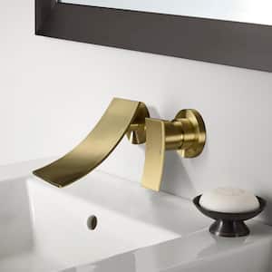 Novelty Waterfall Single Handle Wall Mounted Faucet in Brushed Gold Lead Free Solid Brass Faucets