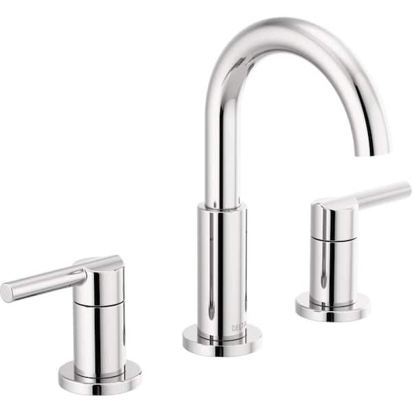 Delta Nicoli J-Spout 8 in. Widespread 2-Handle Bathroom Faucet in Chrome