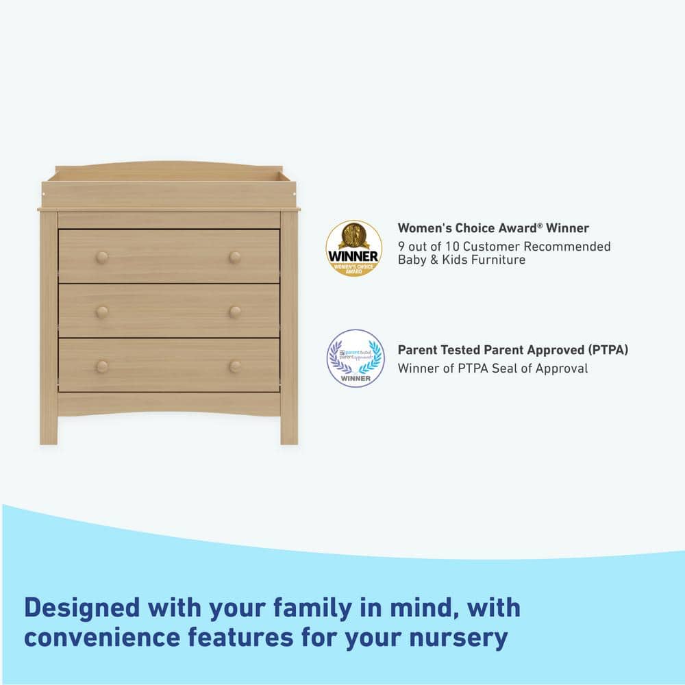 Noah Driftwood 3-Drawer Chest with Removable Changing Topper