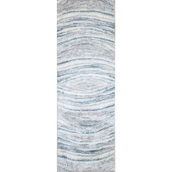 Andes White/Blue 8 ft. x 10 ft. (7'6" x 9'6") Geometric Contemporary Area Rug