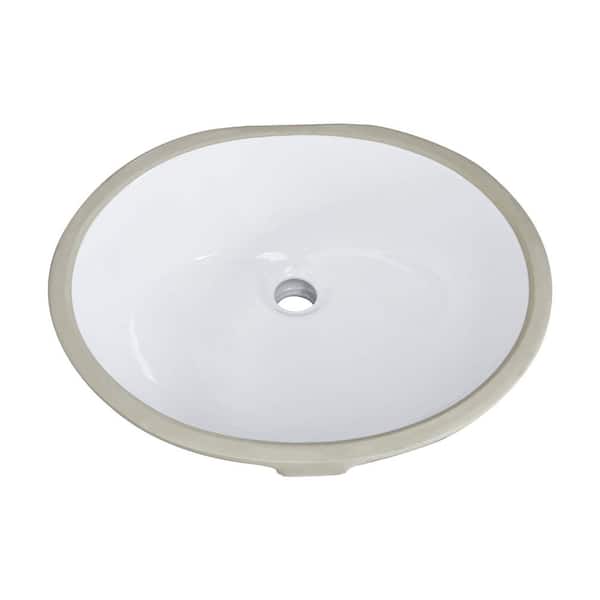 19.5 in. Drop-In/Undermount Single Bowl White Ceramic Kitchen Sink with Overflow