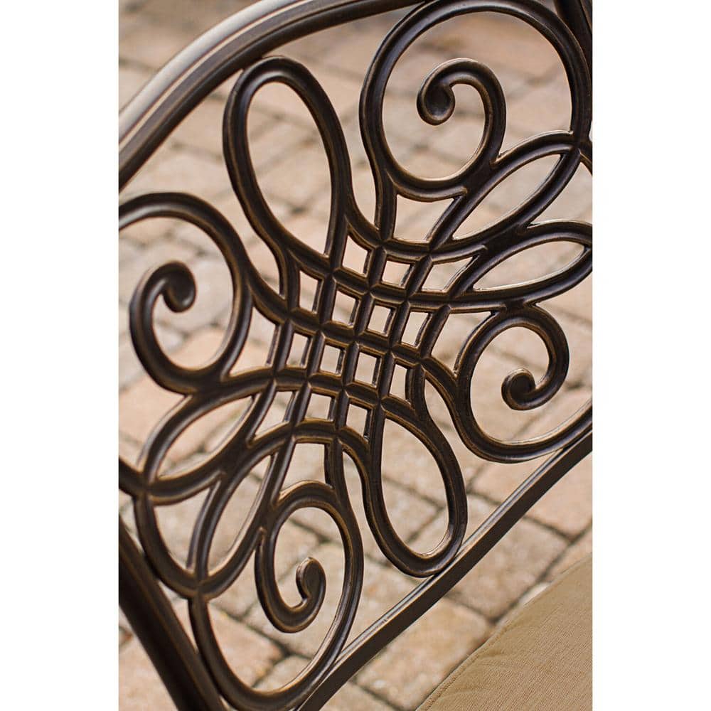 Bronze 7-Piece Outdoor Dining Set with Beige Cushions