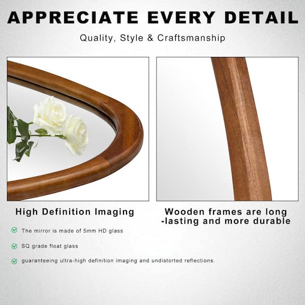 22 in. W x 60 in. H Irregular Natural Wood-Frame Wall Mirror, Distinctive Asymmetric Design