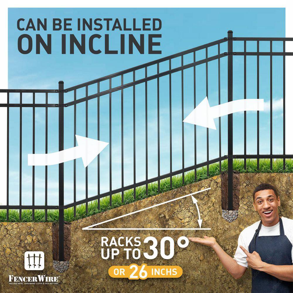 Black Heavy Duty Flat Top Metal Fence Panel, 4 ft. x 6 ft.