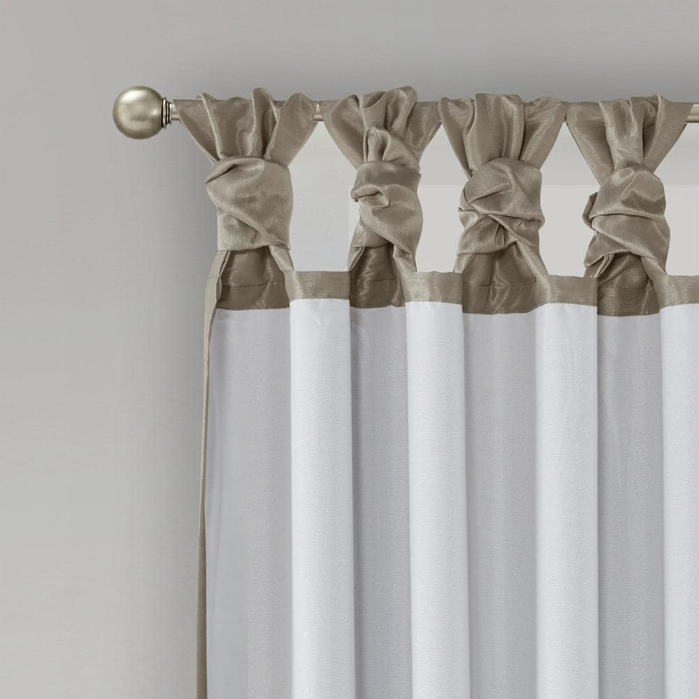 Pewter Faux Silk Total Blackout Tab Top Curtains