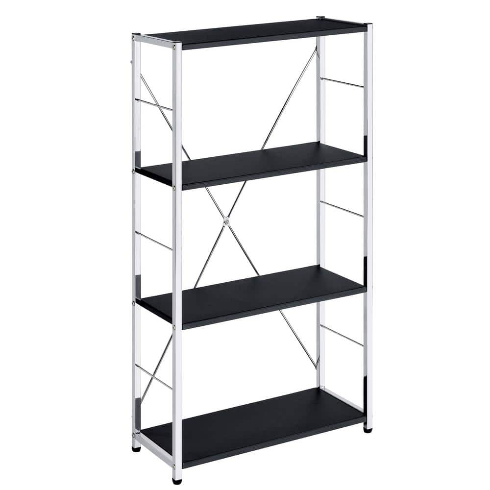 4-Tier Rectangular Kitchen Pantry, Bookcase for Kitchen, Living Room, Study, Office in Black