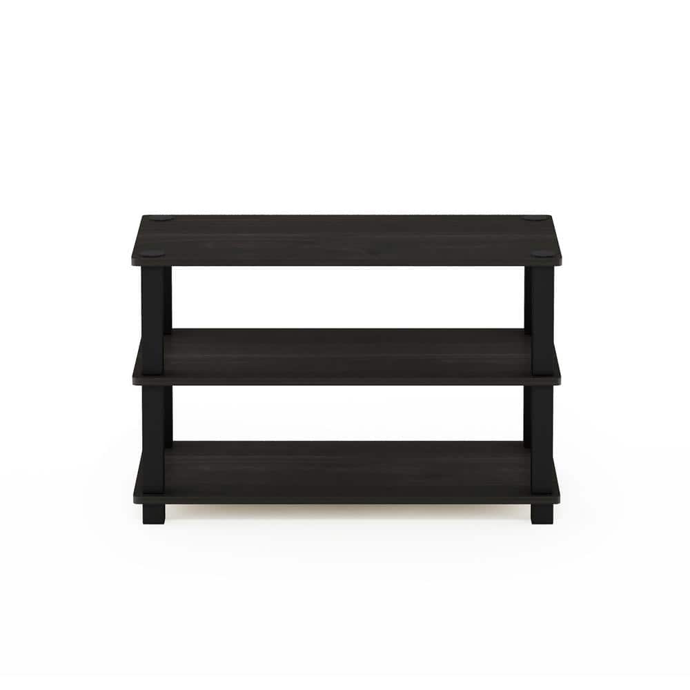 Black Laminated 3-Tier Revolving Wood and Plastic Shelf